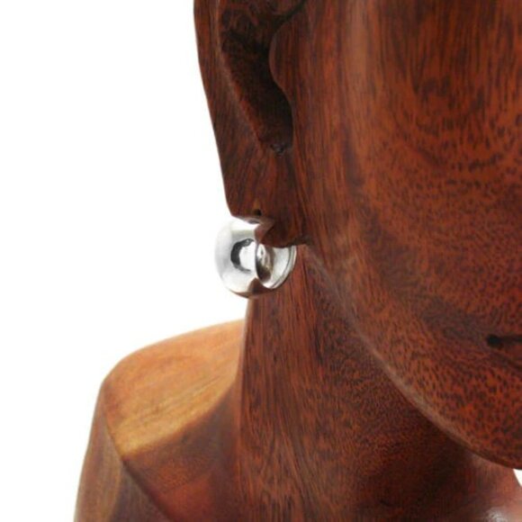 Sterling Silver Plain Cigar Band Half Hoop Earrings  STERLING SILVER 10MM WIDE CIGAR BAND DESIGN HOOP POST EARRINGS